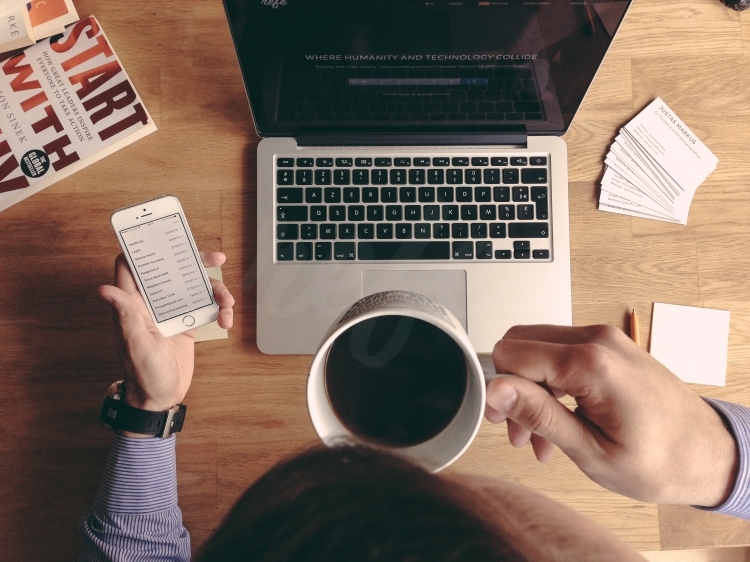 Entrepreneur drinking coffee